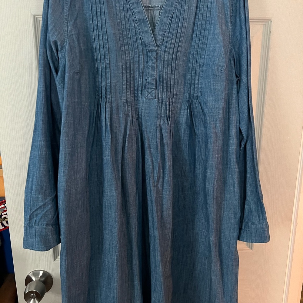 Sonoma Blue Pleated Bishop Sleeve Sundress